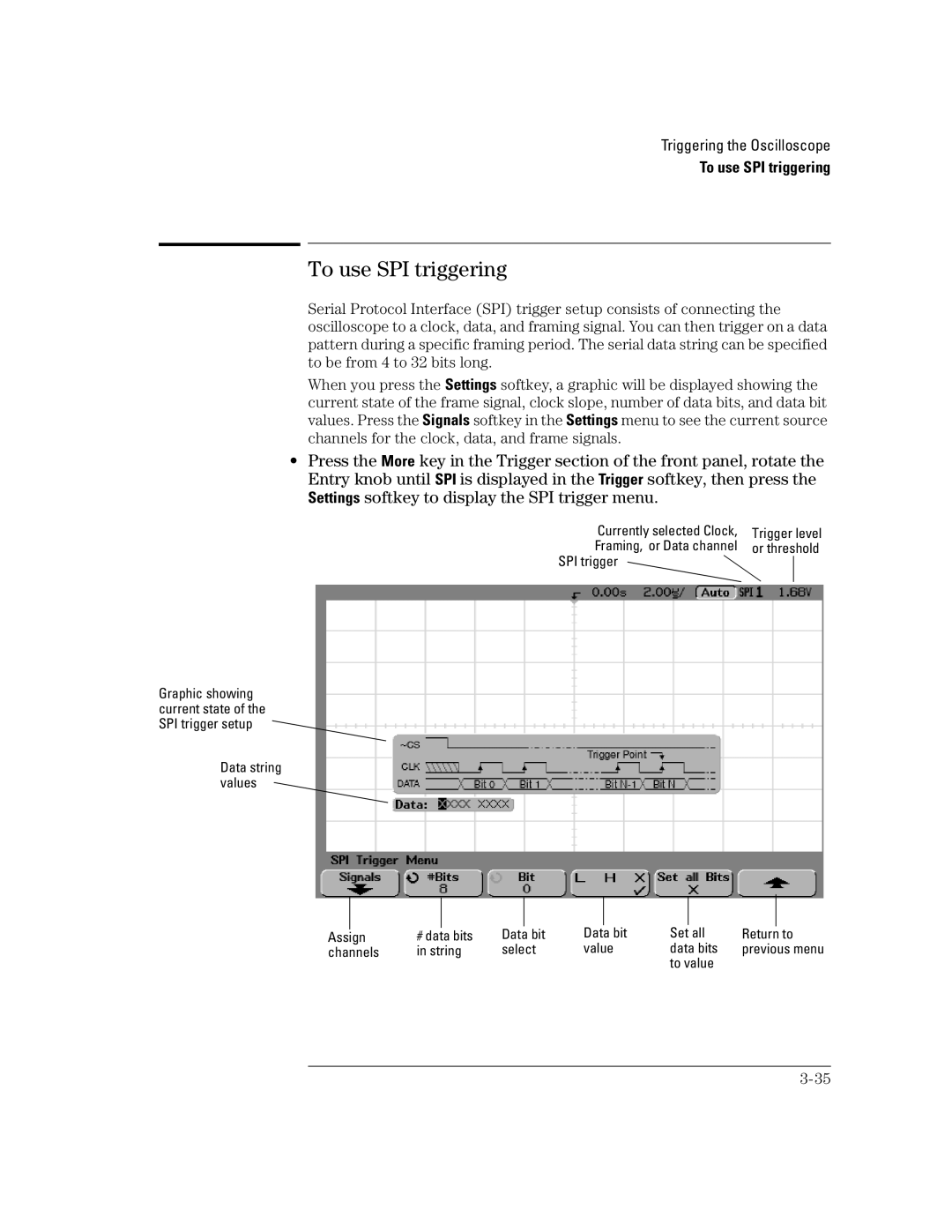 Agilent Technologies 24A, 54621D, 42A, 54621A, 22A, 41A manual To use SPI triggering 