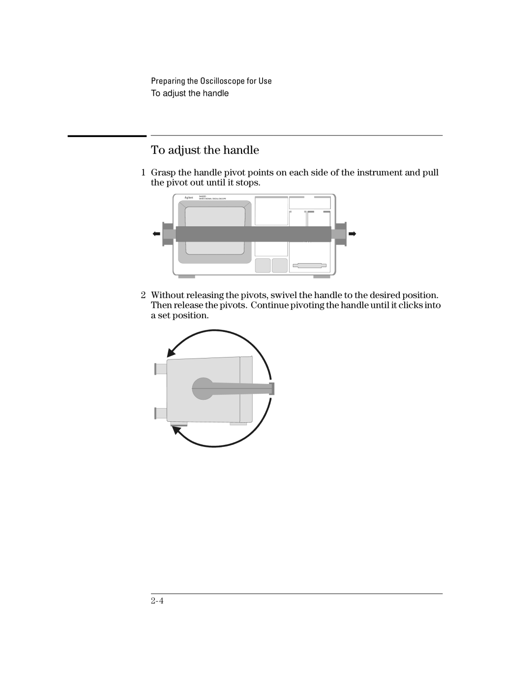 Agilent Technologies 54621D, 54624A, 54622D, 54622A, 54621A manual To adjust the handle 