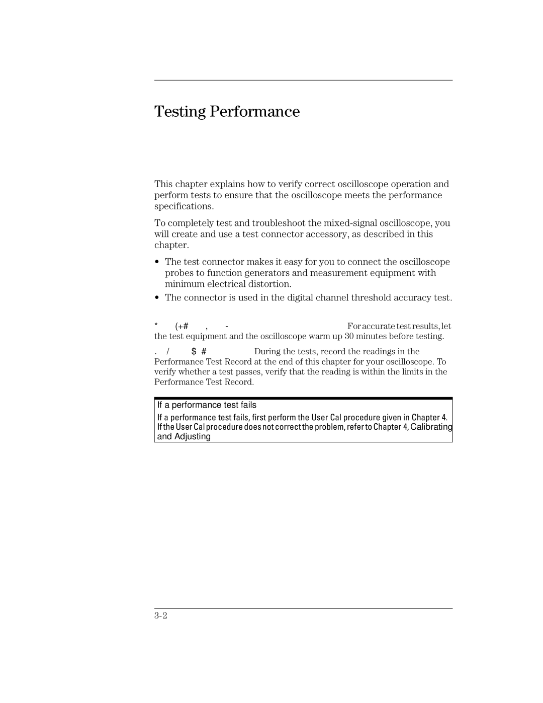 Agilent Technologies 54622A, 54624A, 54621D, 54622D, 54621A manual Testing Performance, If a performance test fails 