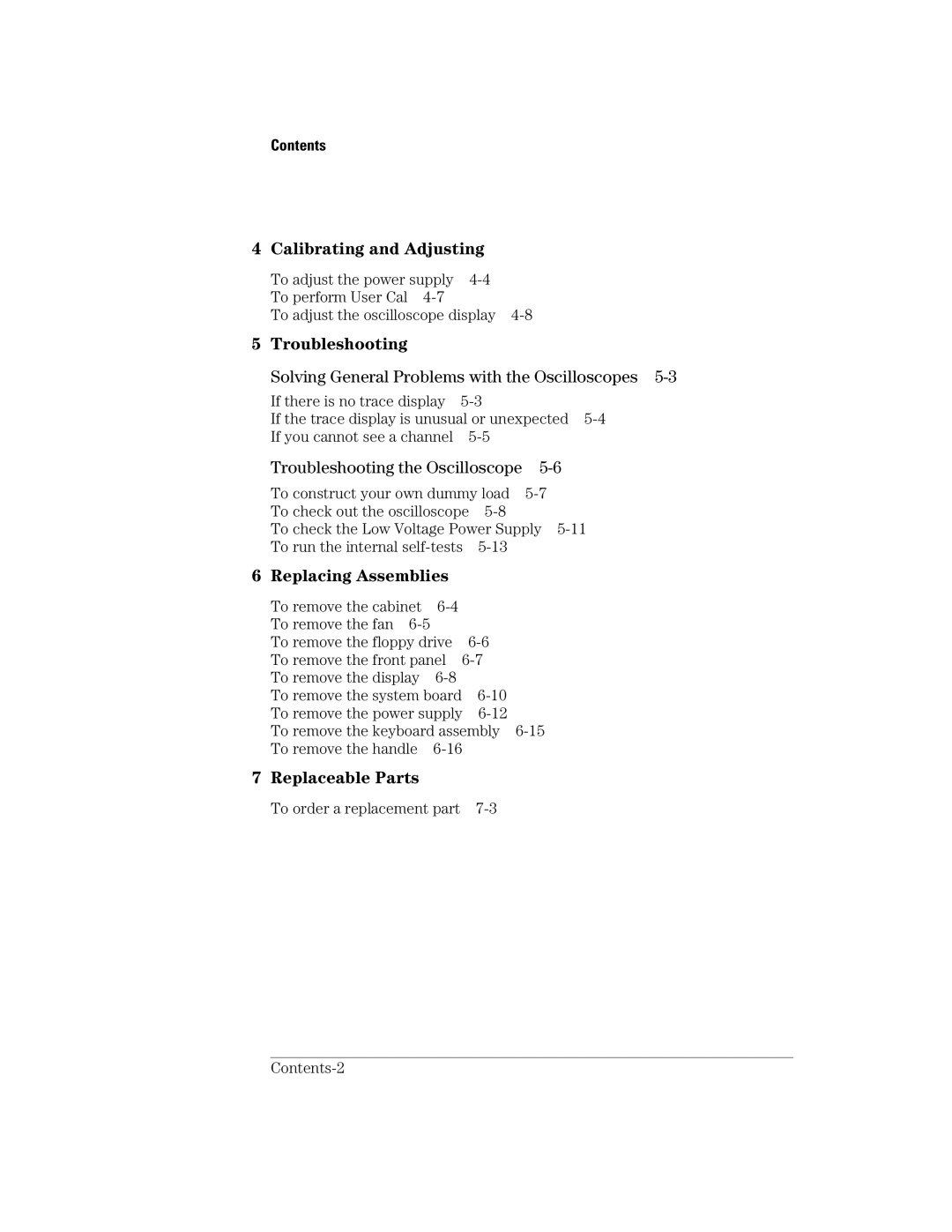 Agilent Technologies 54624A Solving General Problems with the Oscilloscopes, Troubleshooting the Oscilloscope, Contents 