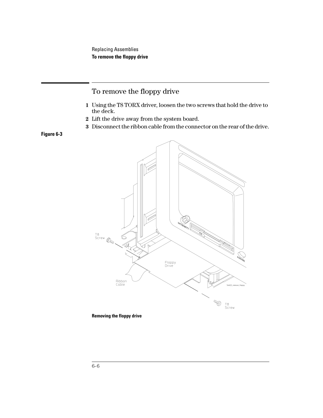 Agilent Technologies 54624A, 54621D, 54622D, 54622A, 54621A manual To remove the floppy drive, Removing the floppy drive 