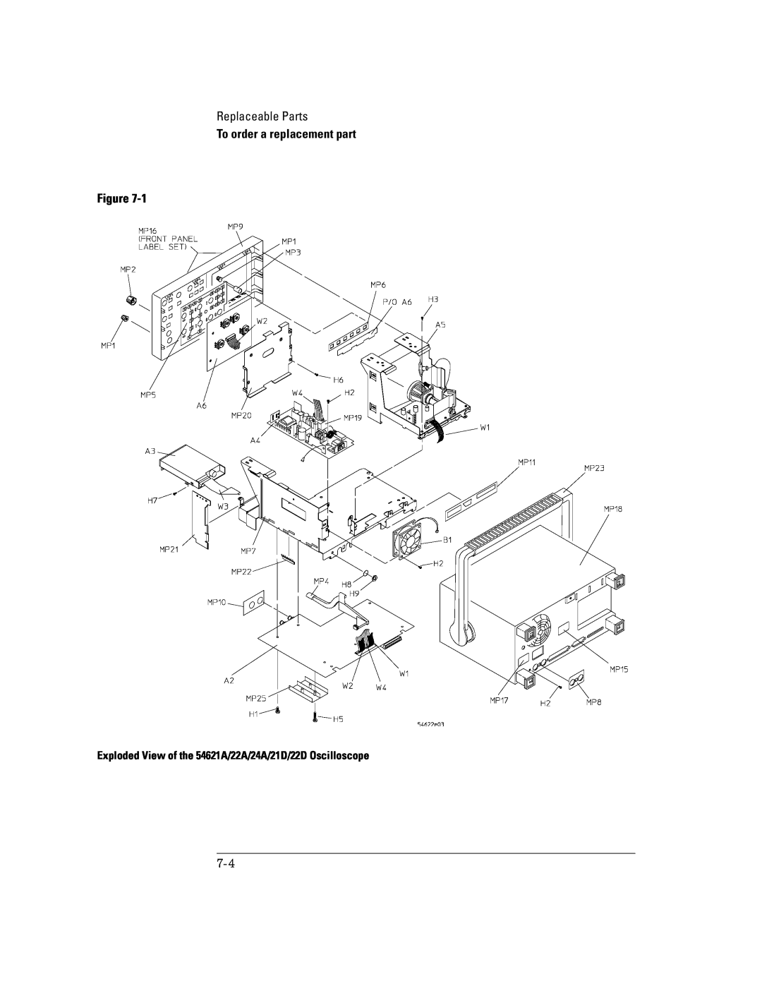 Agilent Technologies 54621A, 54624A, 54621D, 54622D, 54622A manual Replaceable Parts, To order a replacement part 