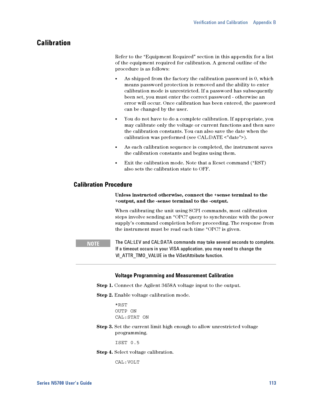 Agilent Technologies 5746A, 5752A, 5744A, 5743A Calibration Procedure, Voltage Programming and Measurement Calibration 