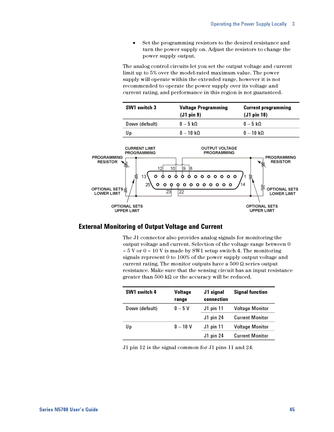 Agilent Technologies 5747A, 5752A, 5744A, 5743A, 5748A, 5741A, 5746A, 5751A External Monitoring of Output Voltage and Current 