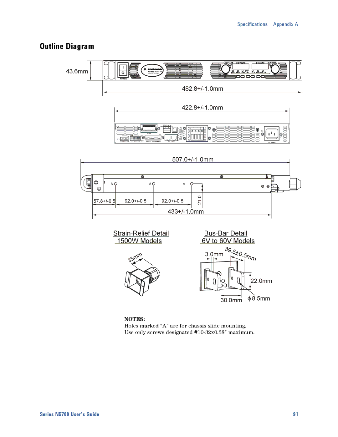 Agilent Technologies 5742A, 5752A, 5744A, 5743A, 5748A, 5741A, 5746A, 5751A, 5745A, 5747A, 5749A, 5750A manual Outline Diagram, 43.6mm 