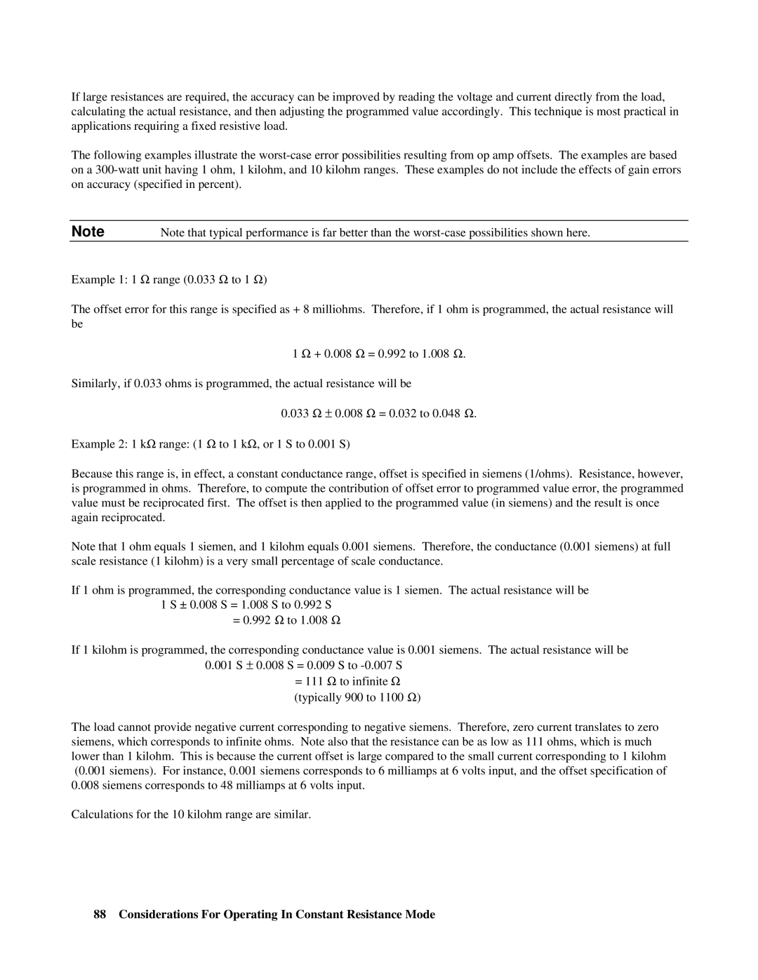 Agilent Technologies 5951-2826, 5951-2827 manual Considerations For Operating In Constant Resistance Mode 