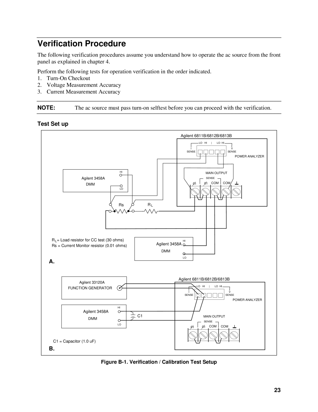 Agilent Technologies 5964-8134 manual Verification Procedure, Test Set up 