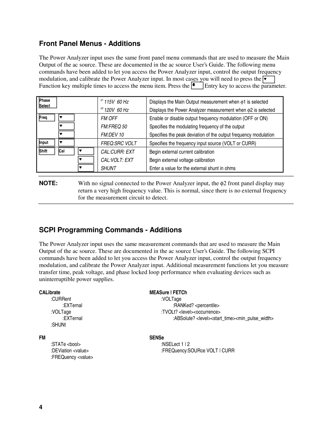 Agilent Technologies 5964-8134 manual Front Panel Menus Additions, Scpi Programming Commands Additions 