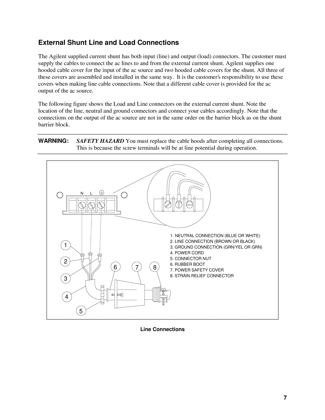 Agilent Technologies 5964-8134 manual External Shunt Line and Load Connections 