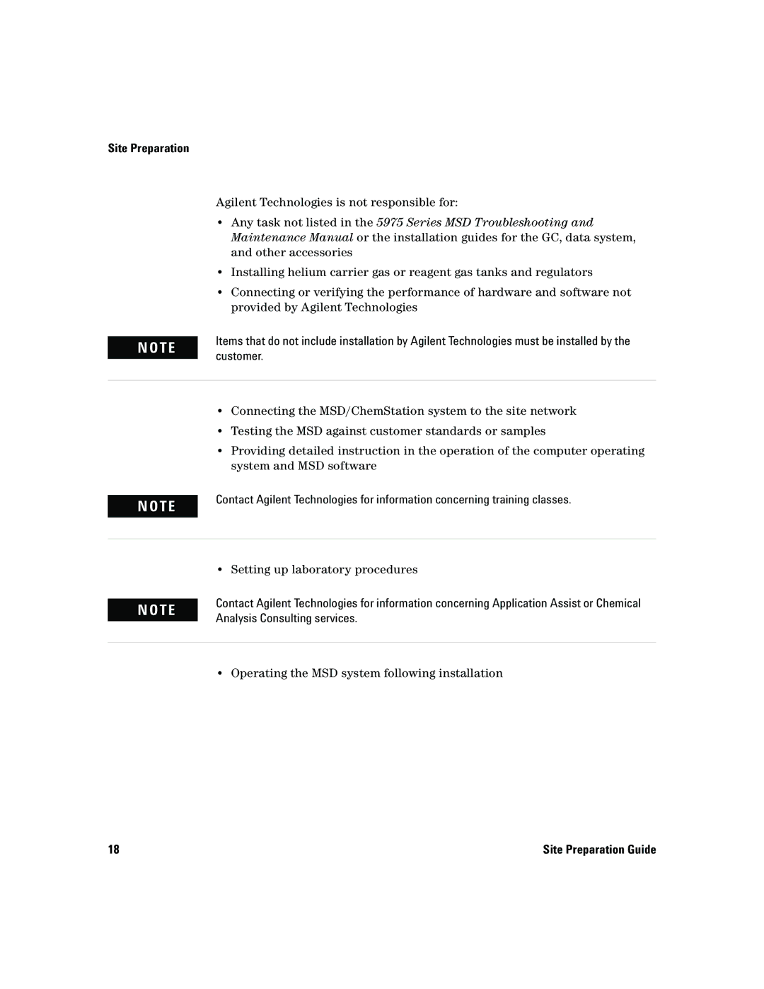 Agilent Technologies 5975 manual Analysis Consulting services 