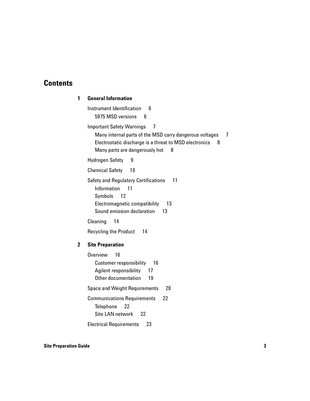 Agilent Technologies 5975 manual Contents 