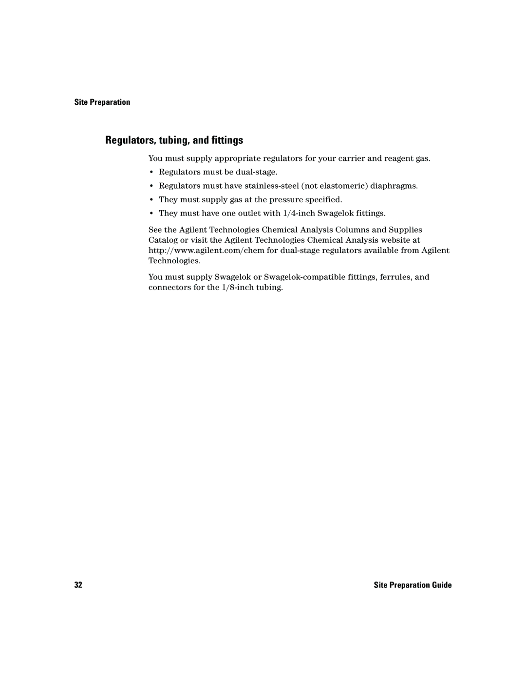 Agilent Technologies 5975 manual Regulators, tubing, and fittings 