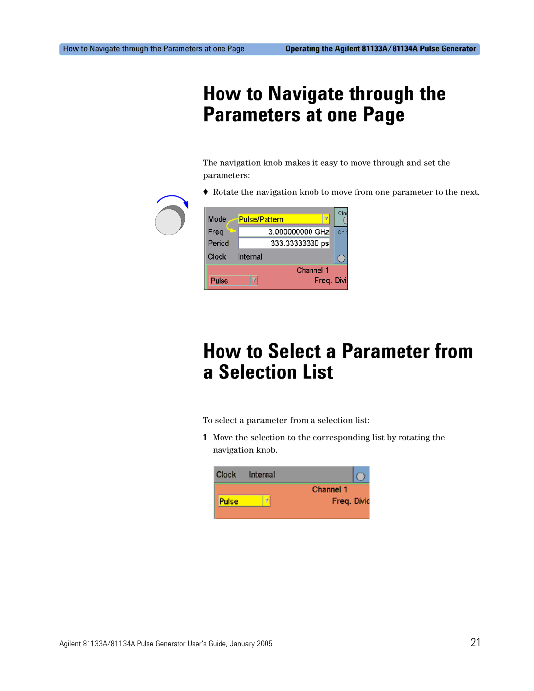 Agilent Technologies 5988-7401EN manual How to Select a Parameter from a Selection List 