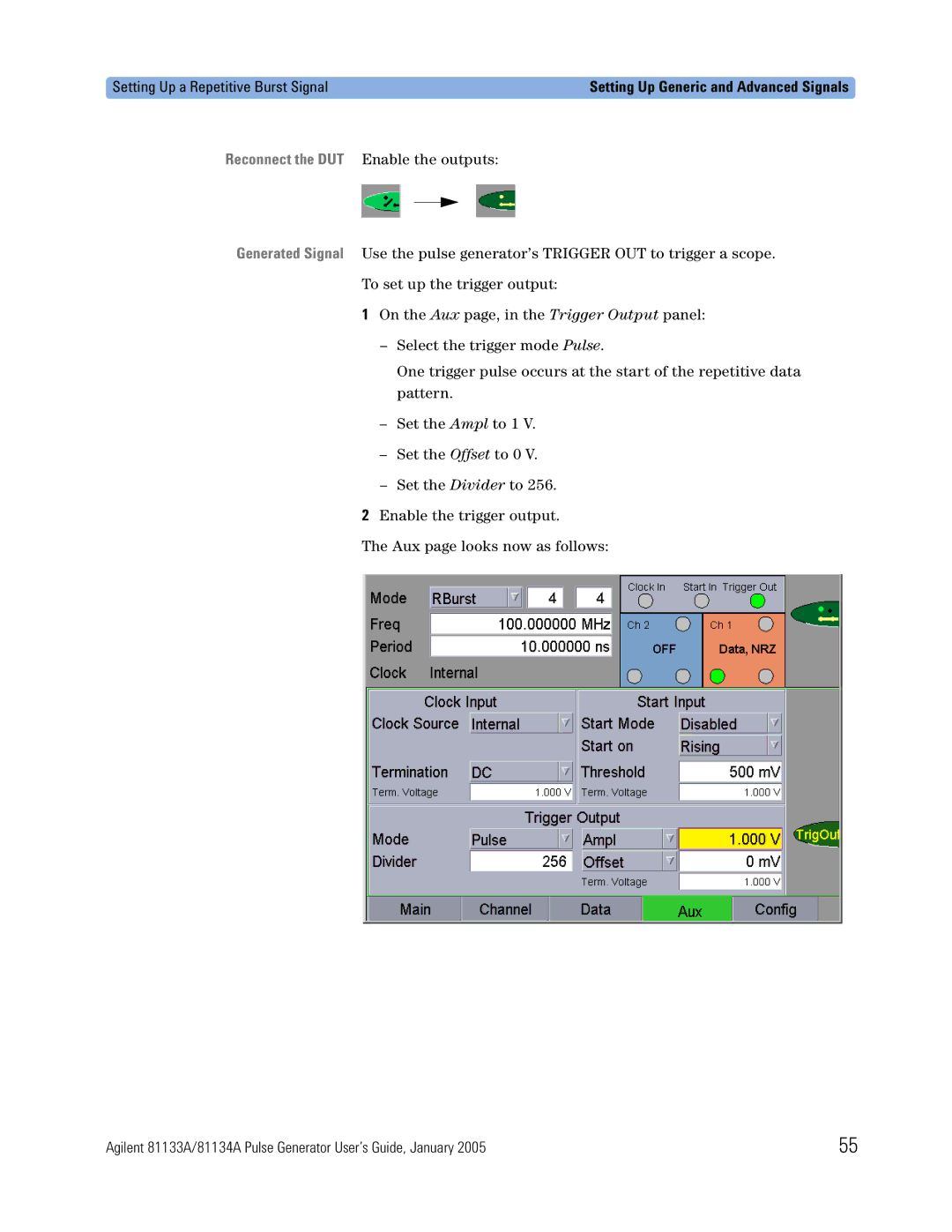 Agilent Technologies 5988-7401EN manual Setting Up a Repetitive Burst Signal 