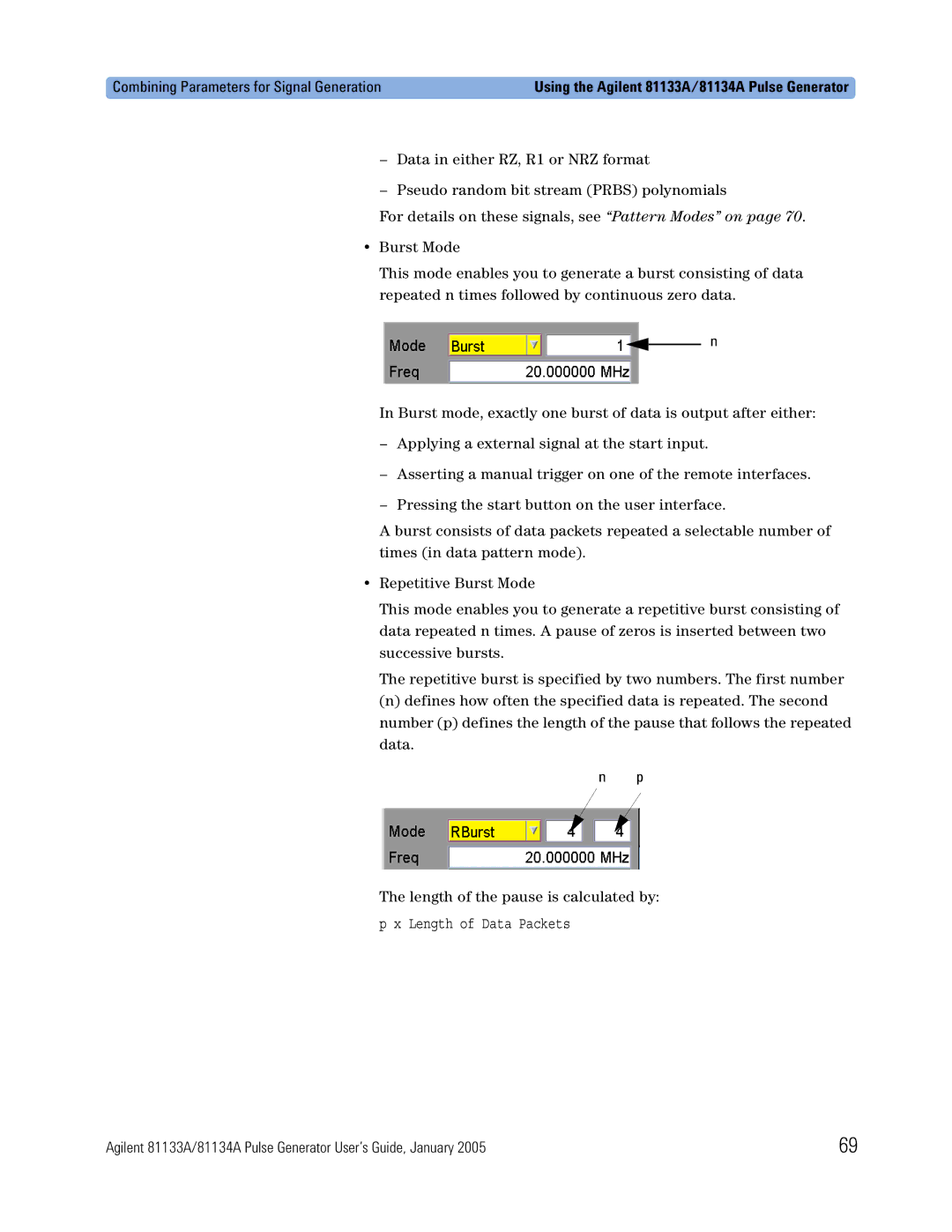 Agilent Technologies 5988-7401EN manual Combining Parameters for Signal Generation 