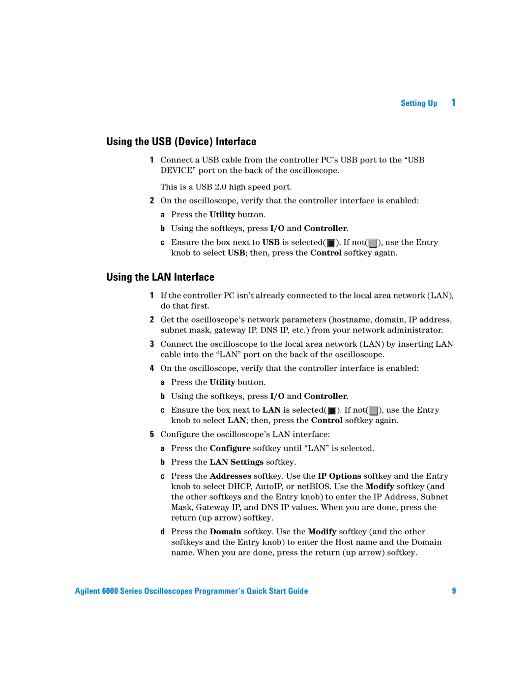 Agilent Technologies 6000 Series quick start Using the USB Device Interface, Using the LAN Interface 