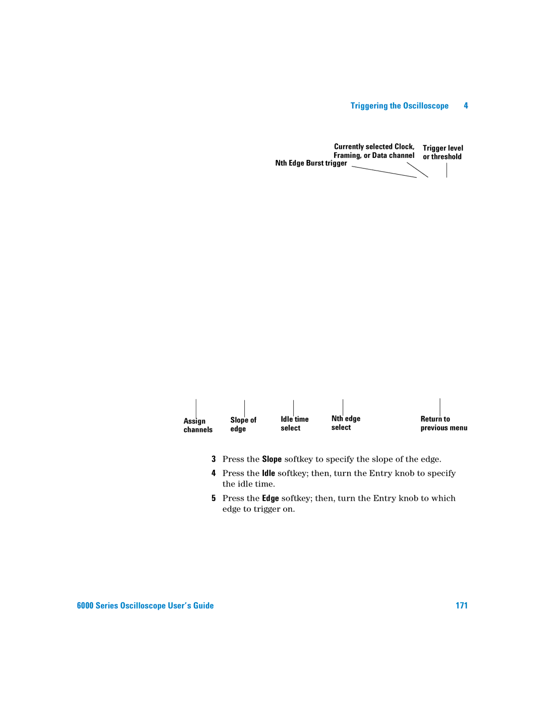 Agilent Technologies 6000 Series manual Nth Edge Burst trigger, Assign Channels Edge Select 