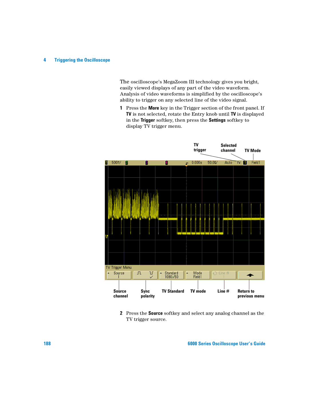 Agilent Technologies 6000 Series manual Selected Trigger Channel, Source Sync, Channel Polarity 