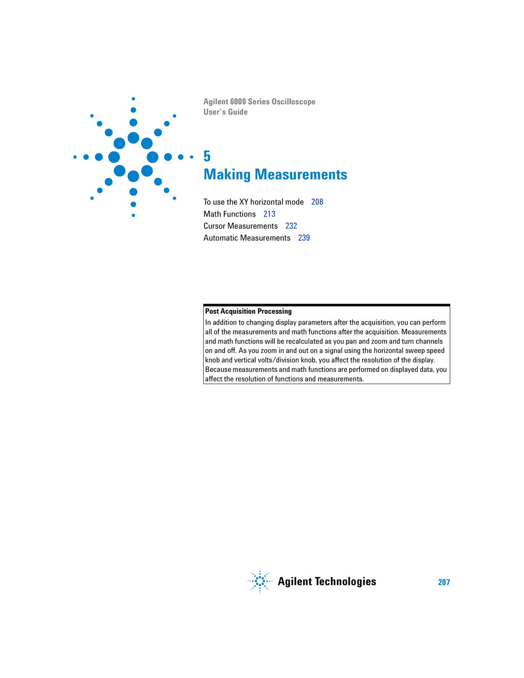 Agilent Technologies 6000 Series manual Making Measurements, Post Acquisition Processing 