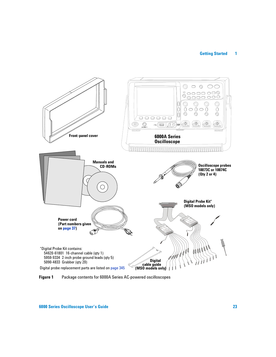 Agilent Technologies 6000 Series manual 6000A Series Oscilloscope, Oscilloscope probes, MSO models only 