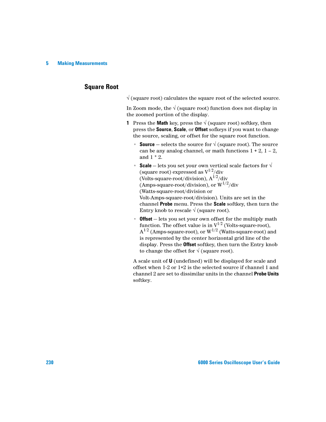 Agilent Technologies 6000 Series manual Square Root 