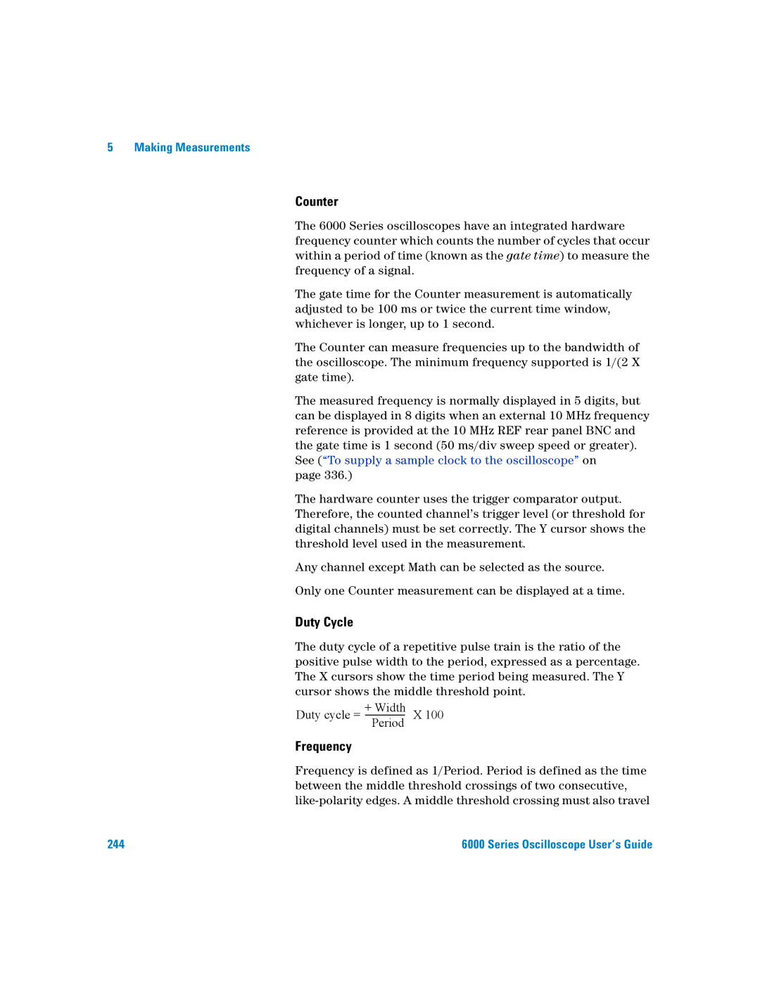 Agilent Technologies 6000 Series manual Counter, Duty Cycle, Frequency 
