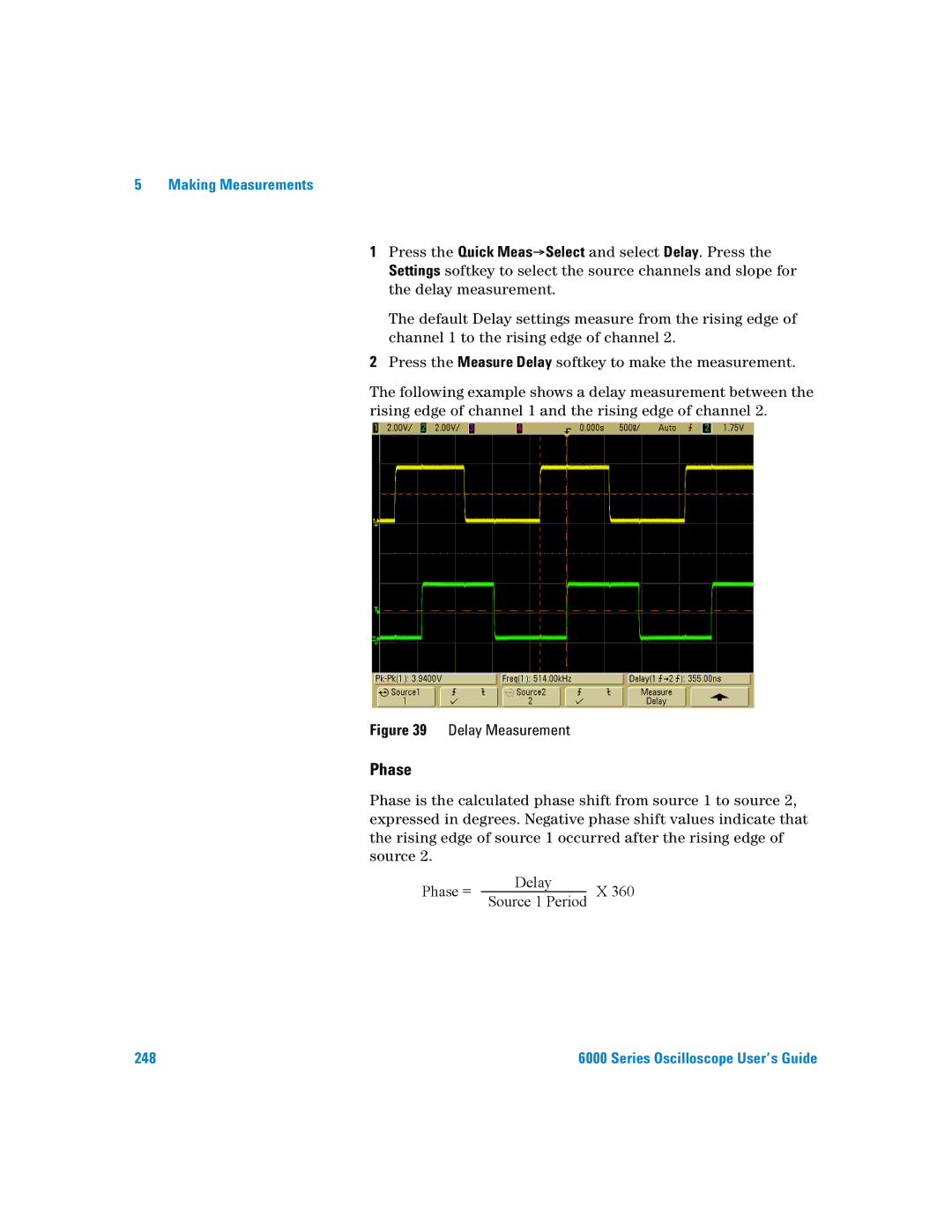 Agilent Technologies 6000 Series manual Phase, Delay Measurement 