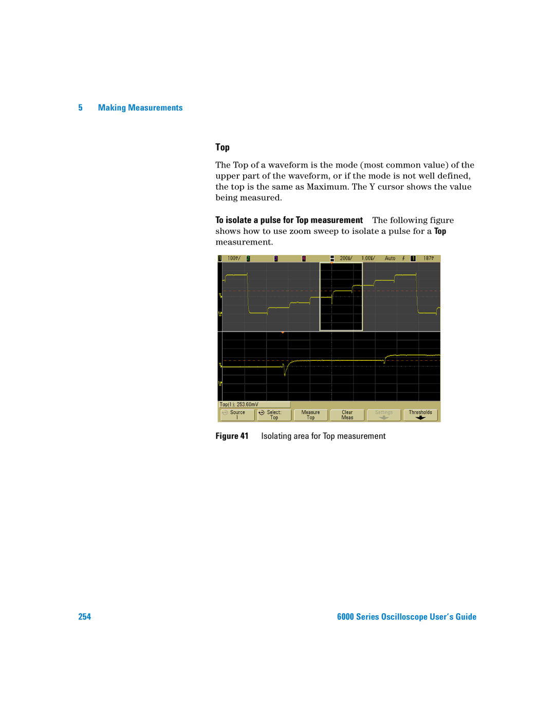 Agilent Technologies 6000 Series manual Isolating area for Top measurement 