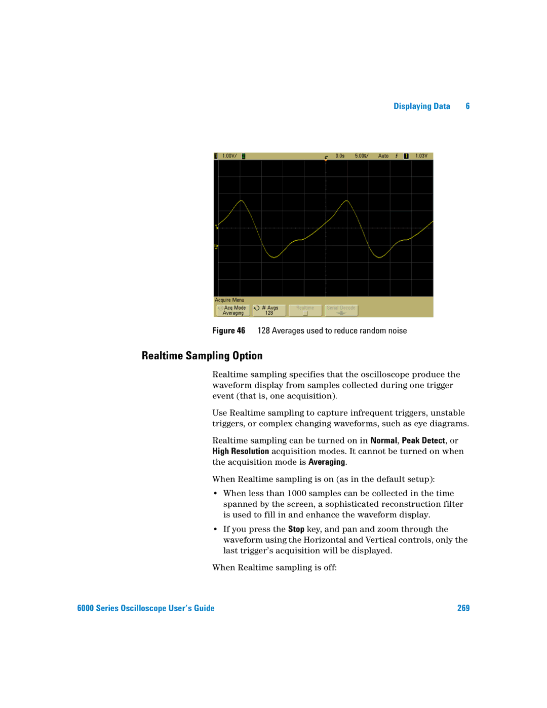 Agilent Technologies 6000 Series manual Realtime Sampling Option, Averages used to reduce random noise 