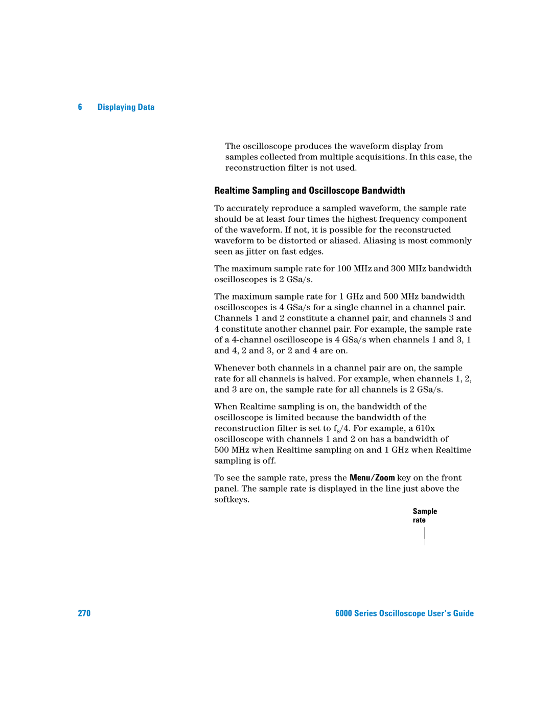 Agilent Technologies 6000 Series manual Realtime Sampling and Oscilloscope Bandwidth 