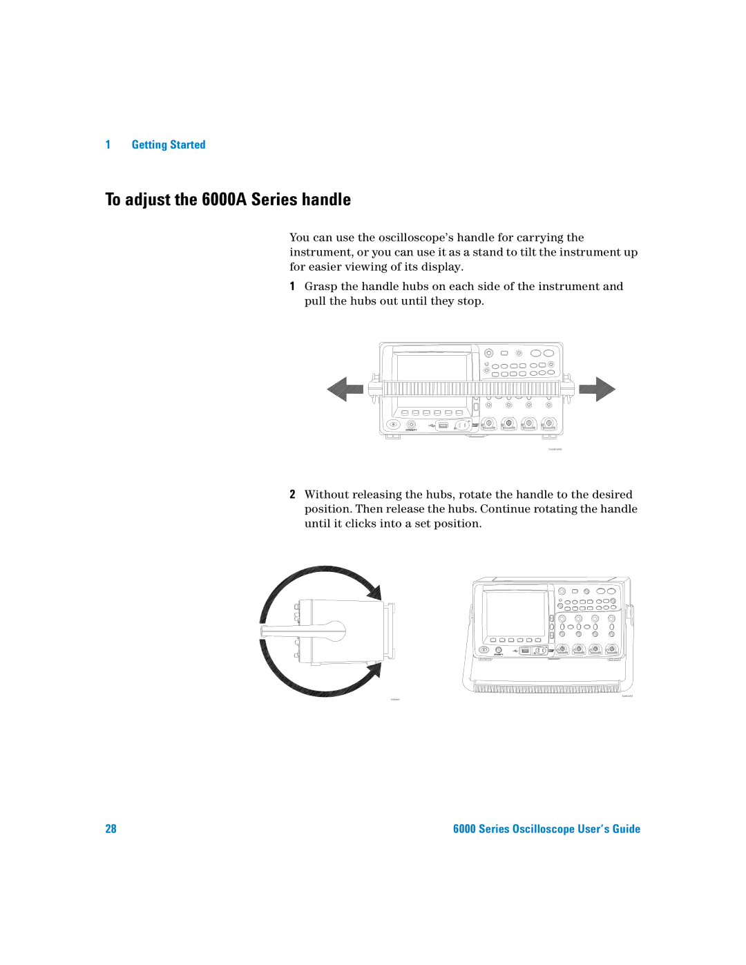 Agilent Technologies 6000 Series manual To adjust the 6000A Series handle 