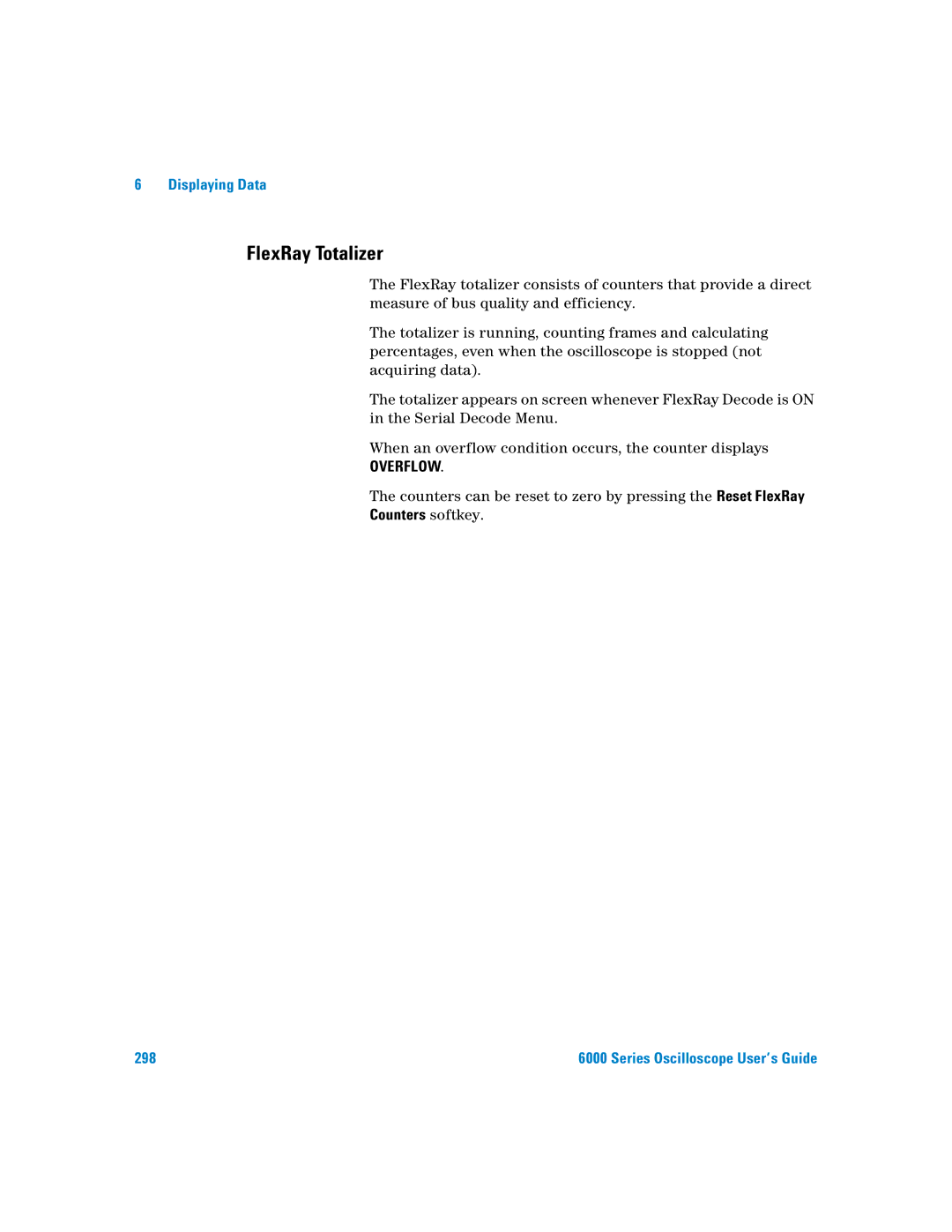 Agilent Technologies 6000 Series manual FlexRay Totalizer, Counters softkey 