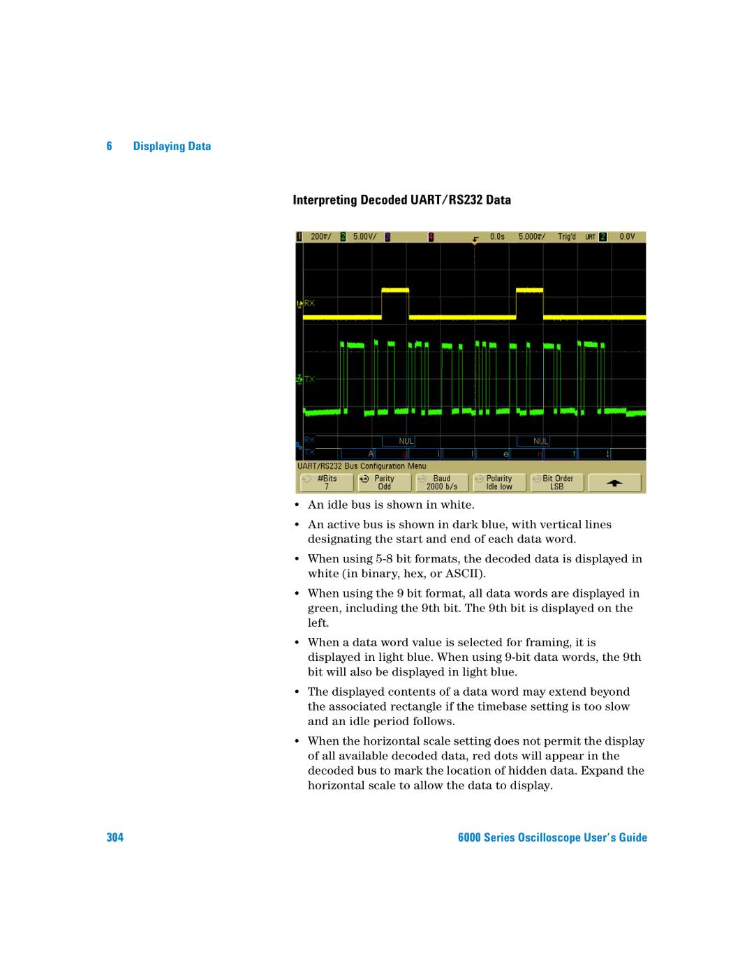 Agilent Technologies 6000 Series manual Interpreting Decoded UART/RS232 Data 