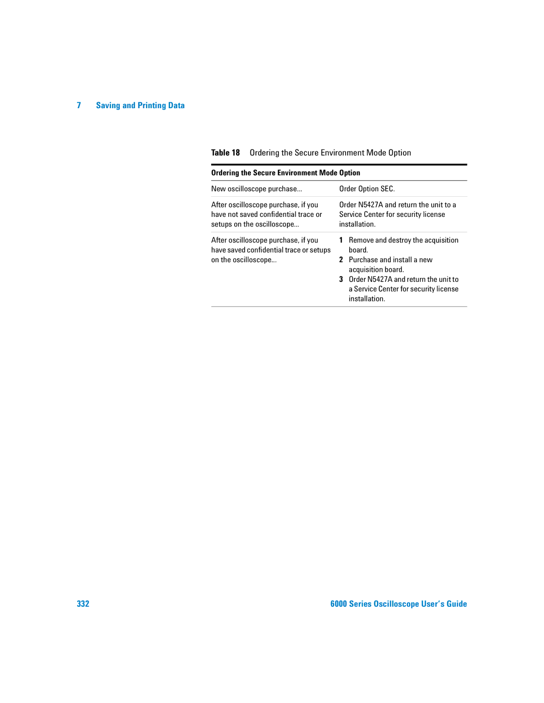 Agilent Technologies 6000 Series manual Ordering the Secure Environment Mode Option 