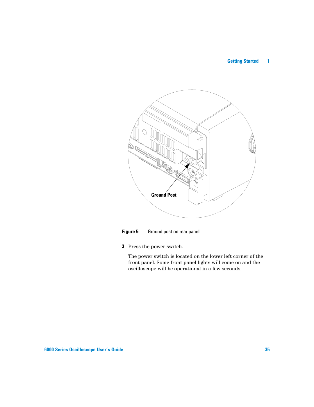 Agilent Technologies 6000 Series manual Ground Post, Ground post on rear panel 