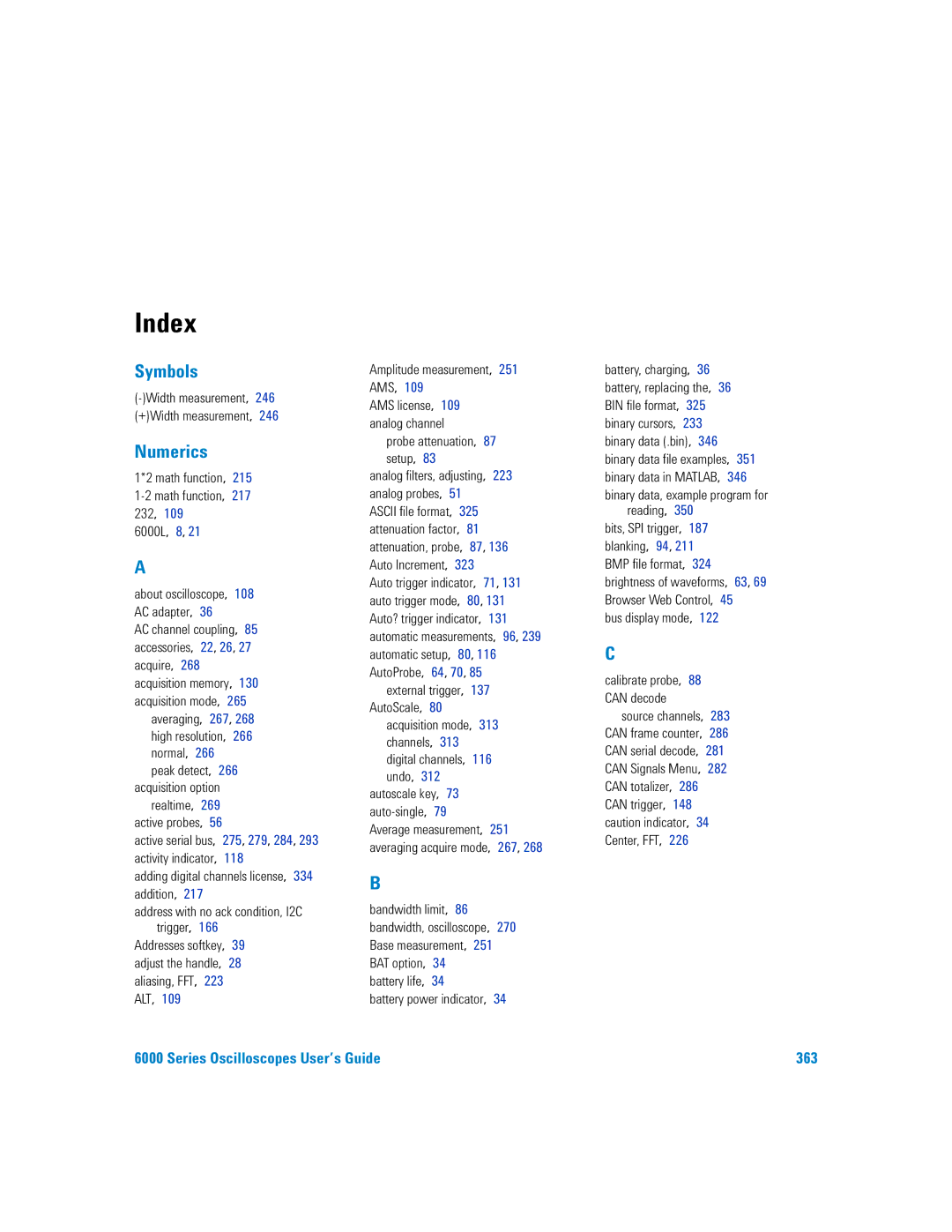 Agilent Technologies 6000 Series manual Index 