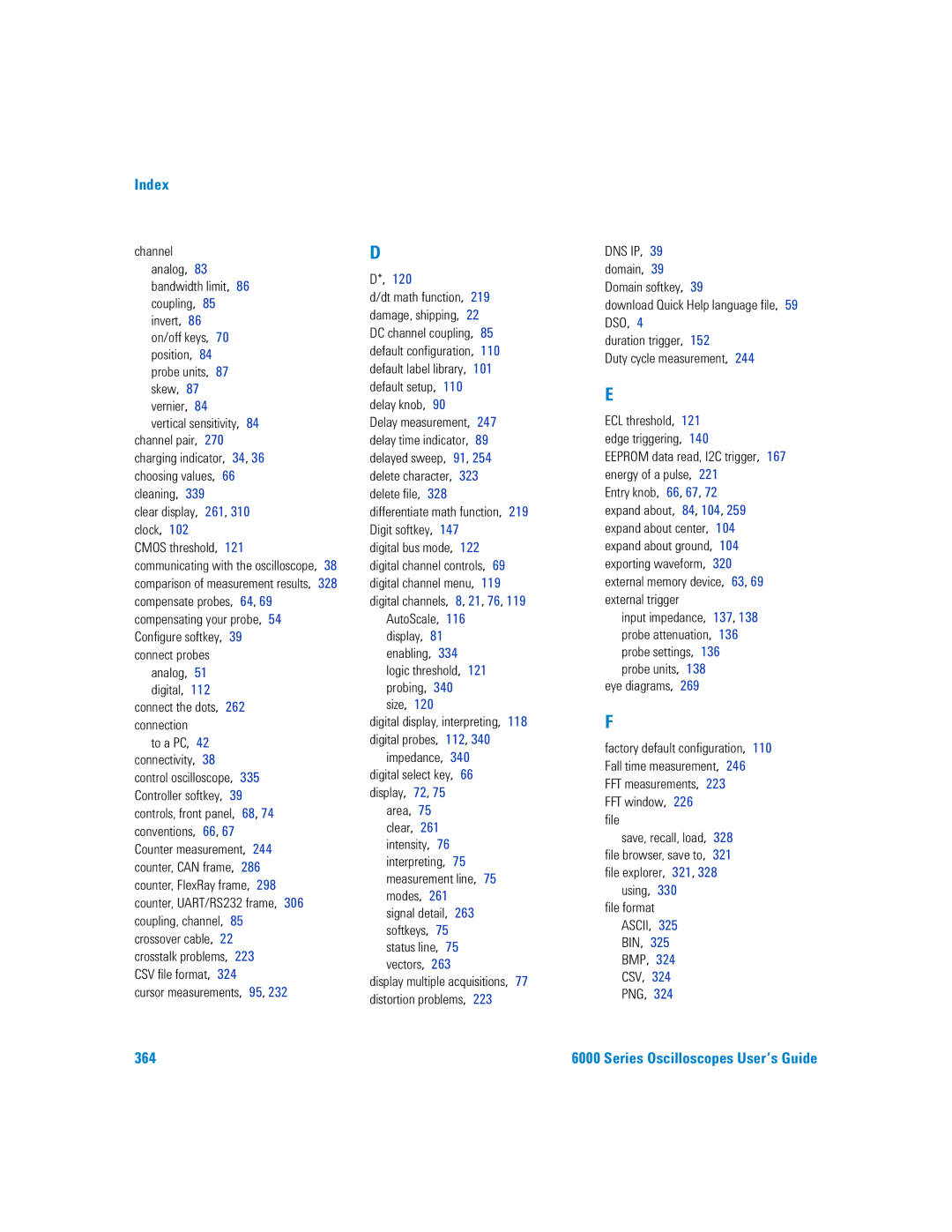 Agilent Technologies 6000 Series manual Index 