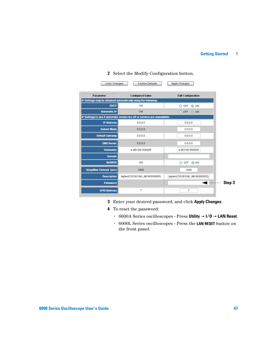 Agilent Technologies 6000 Series manual Select the Modify Configuration button 