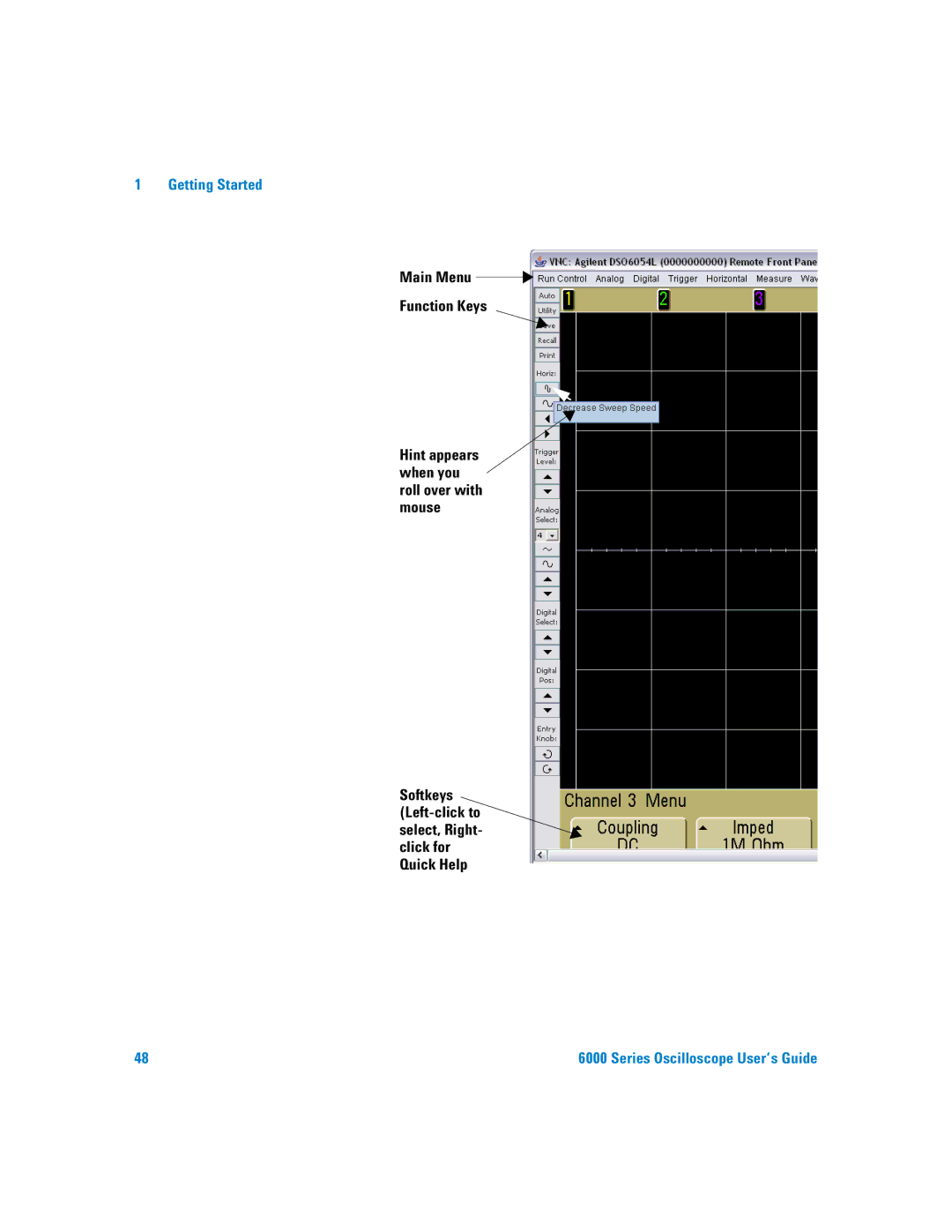 Agilent Technologies 6000 Series manual Main Menu Function Keys 