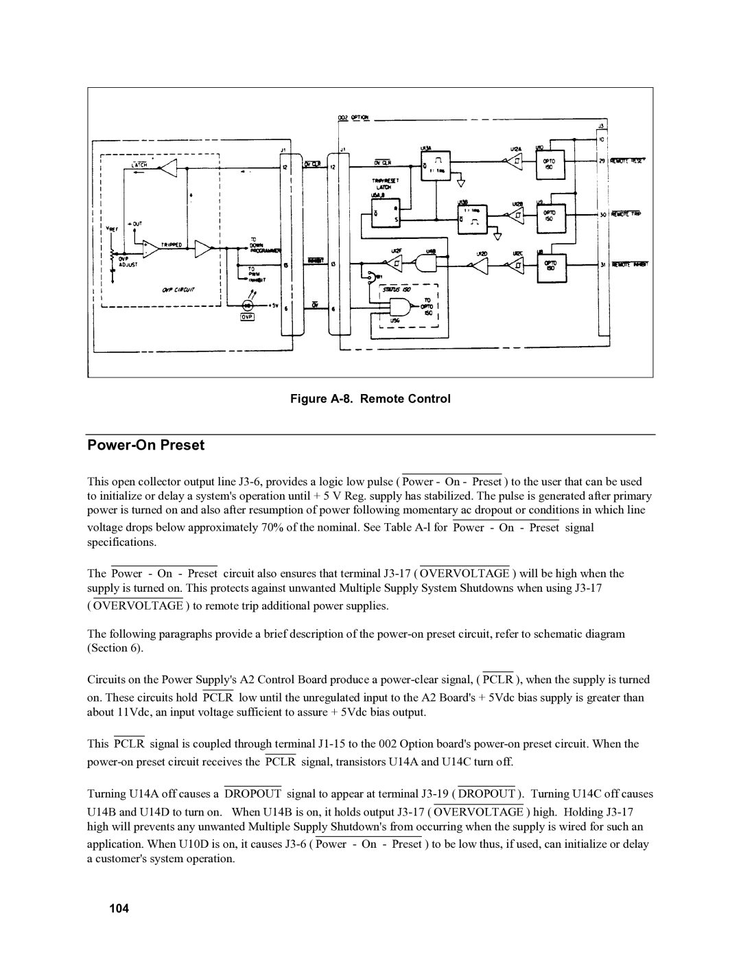 Agilent Technologies 6010a, 6011A, 6012B, 6015A service manual Power-On Preset, 104 