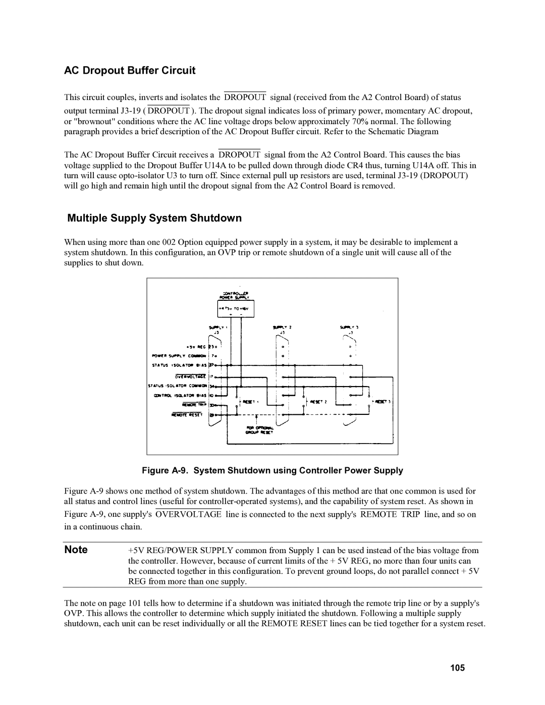 Agilent Technologies 6011A, 6010a, 6012B, 6015A service manual AC Dropout Buffer Circuit, Multiple Supply System Shutdown, 105 