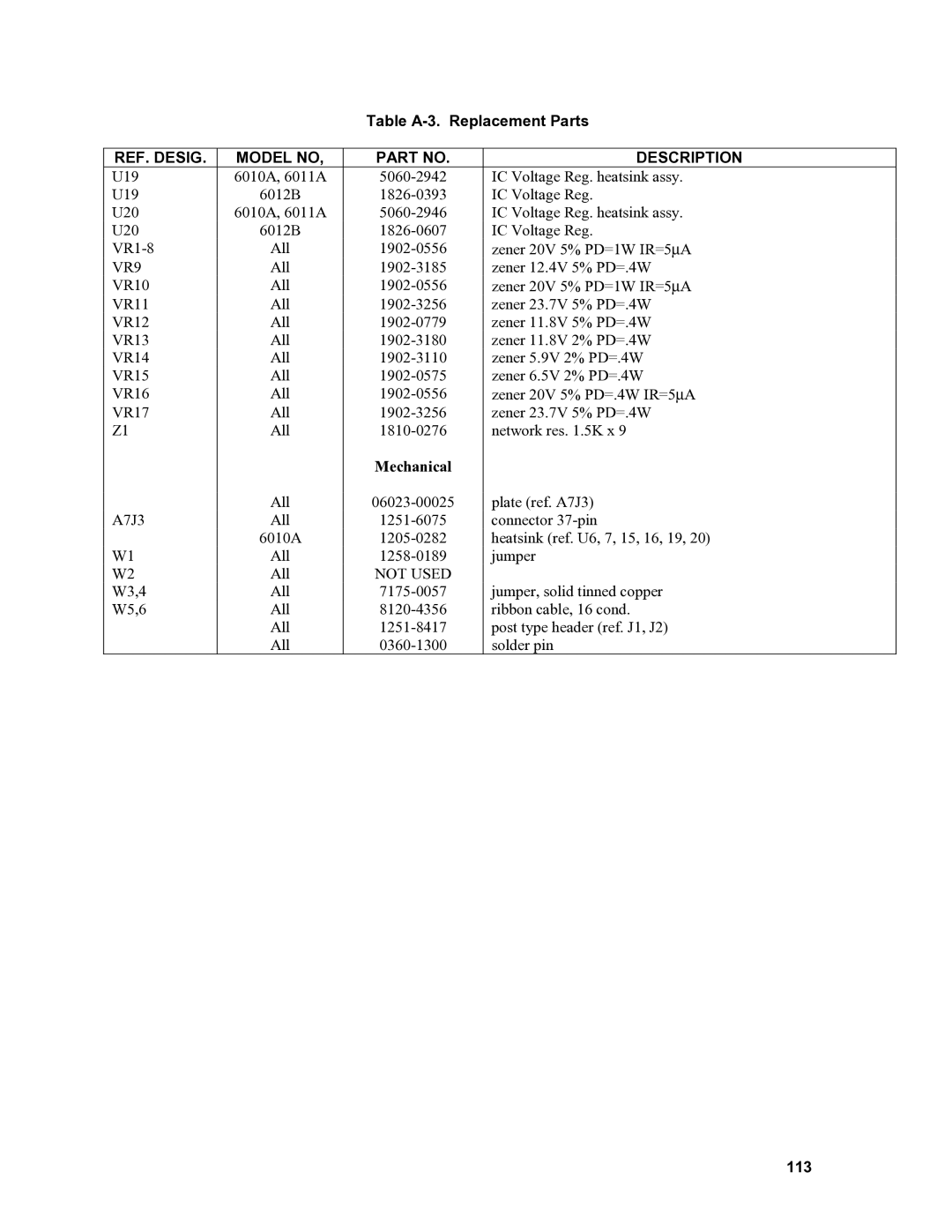 Agilent Technologies 6011A, 6010a, 6012B, 6015A service manual VR9, 113 