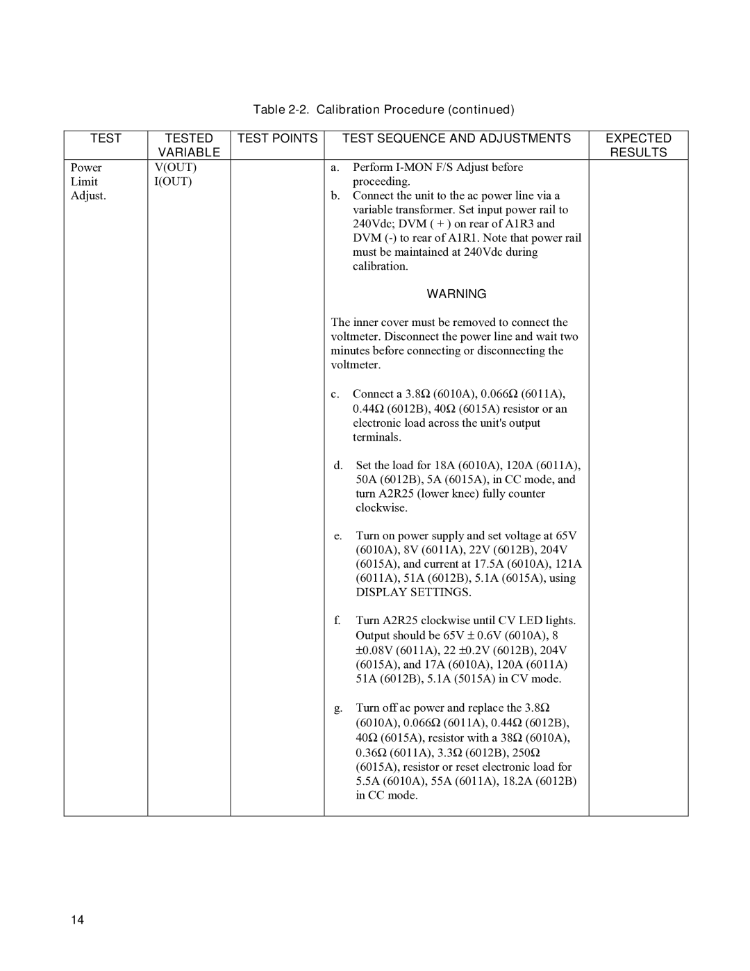 Agilent Technologies 6012B, 6010a, 6011A, 6015A service manual Vout, Iout, Display Settings 