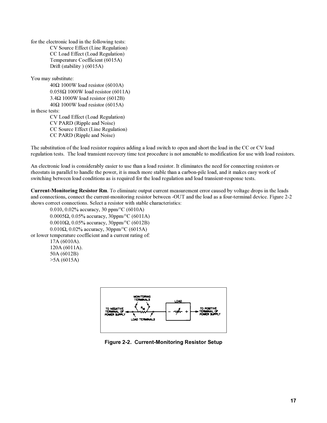 Agilent Technologies 6011A, 6010a, 6012B, 6015A service manual Current-Monitoring Resistor Setup 