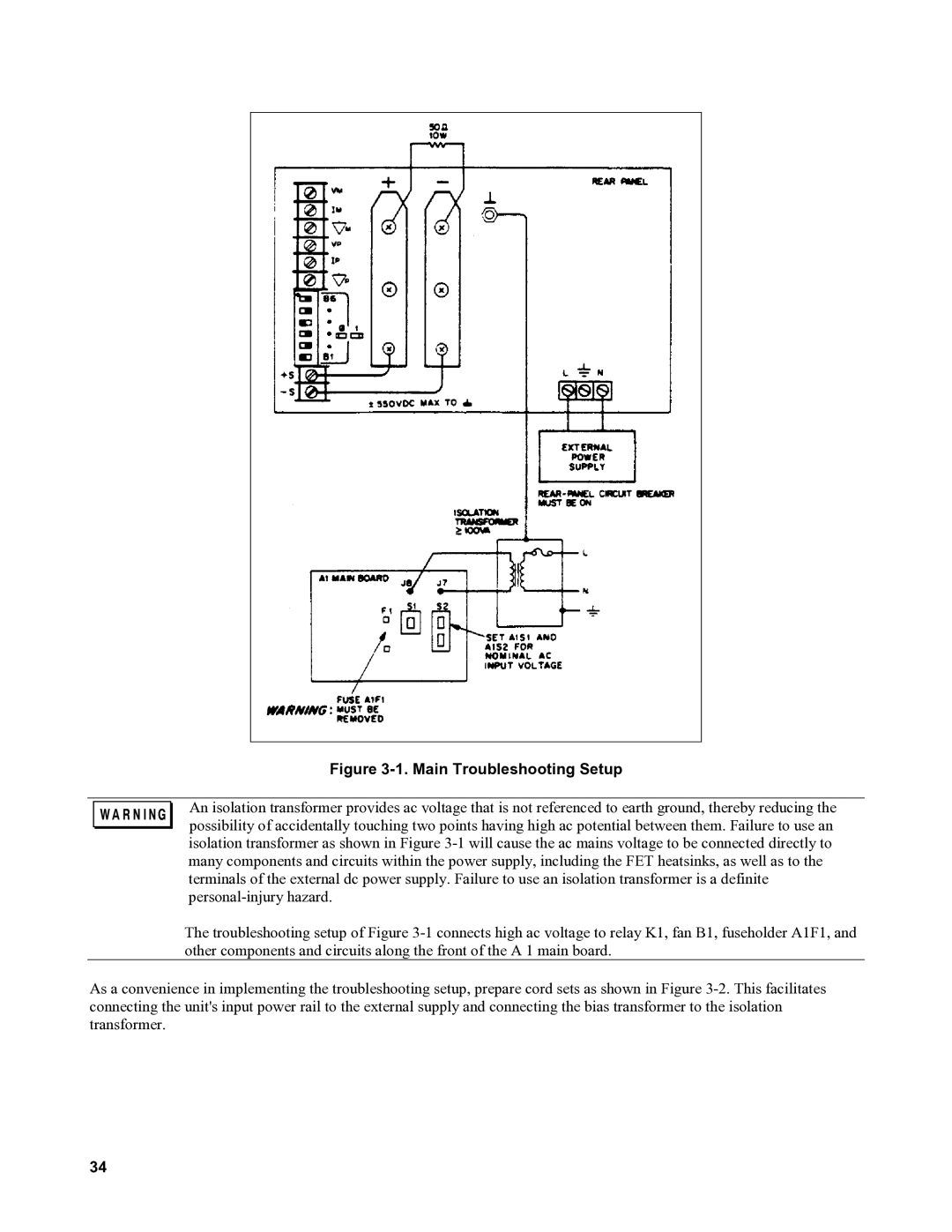 Agilent Technologies 6012B, 6010a, 6011A, 6015A service manual Main Troubleshooting Setup 