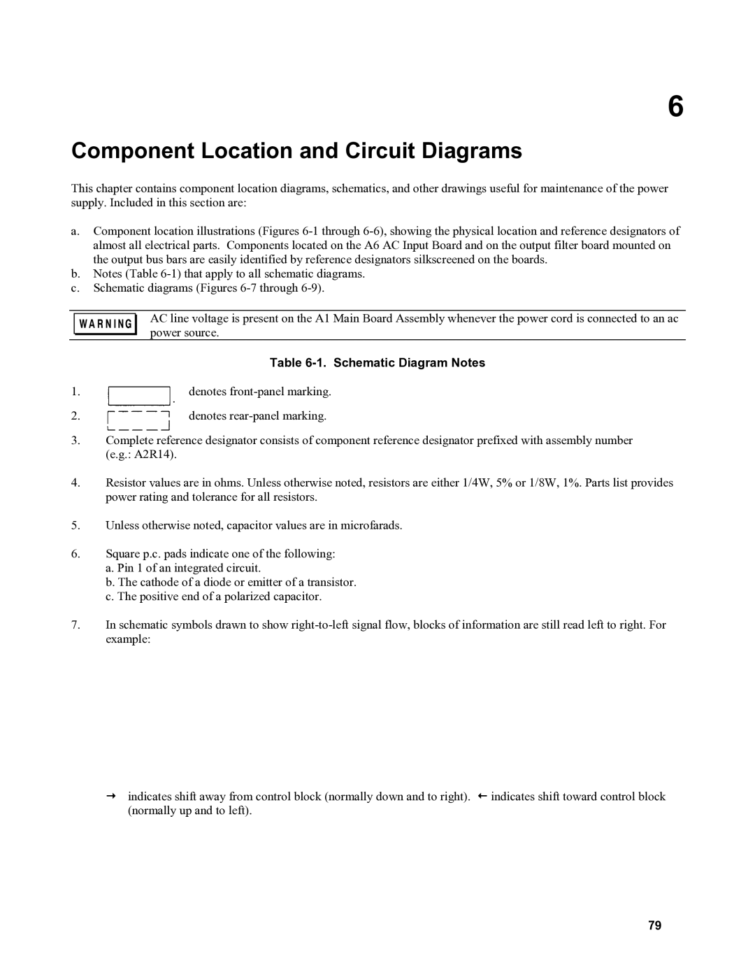 Agilent Technologies 6015A, 6010a, 6011A, 6012B Component Location and Circuit Diagrams, Schematic Diagram Notes 