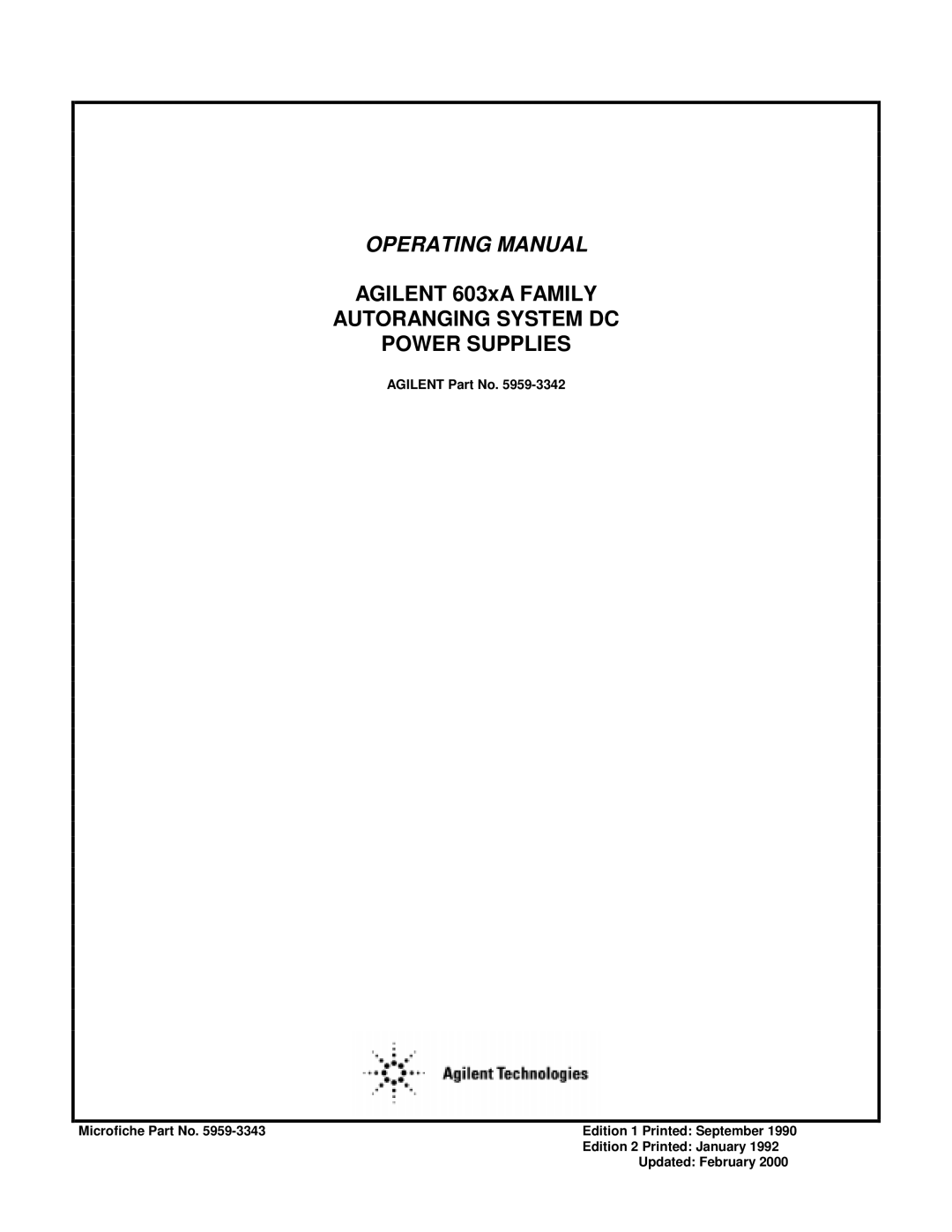 Agilent Technologies 6028A, 6035A, 6033A, 603xA, 6023A, 6038A 6010A, 6031A, 6032A manual Operating Manual 