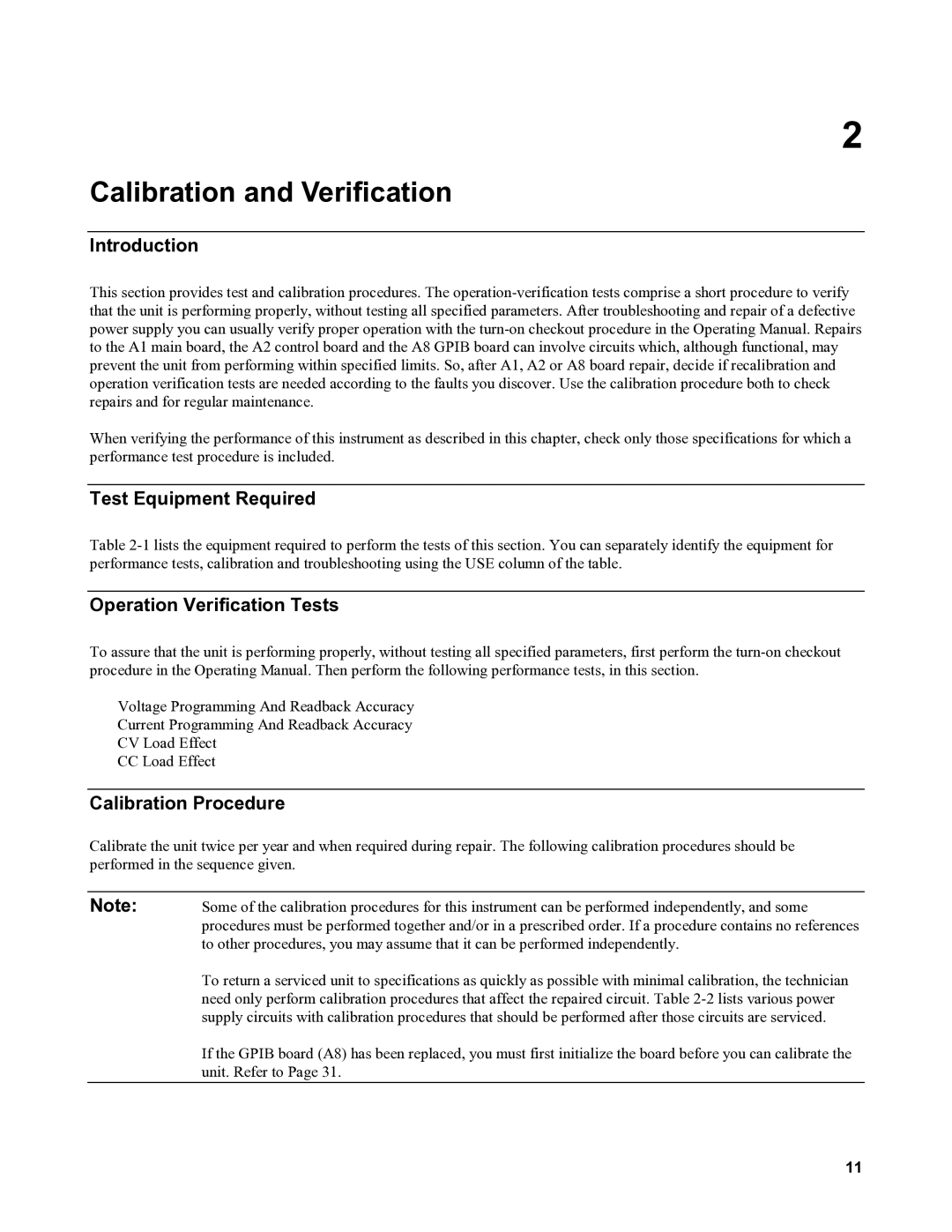 Agilent Technologies 6032A Calibration and Verification, Introduction, Test Equipment Required, Calibration Procedure 