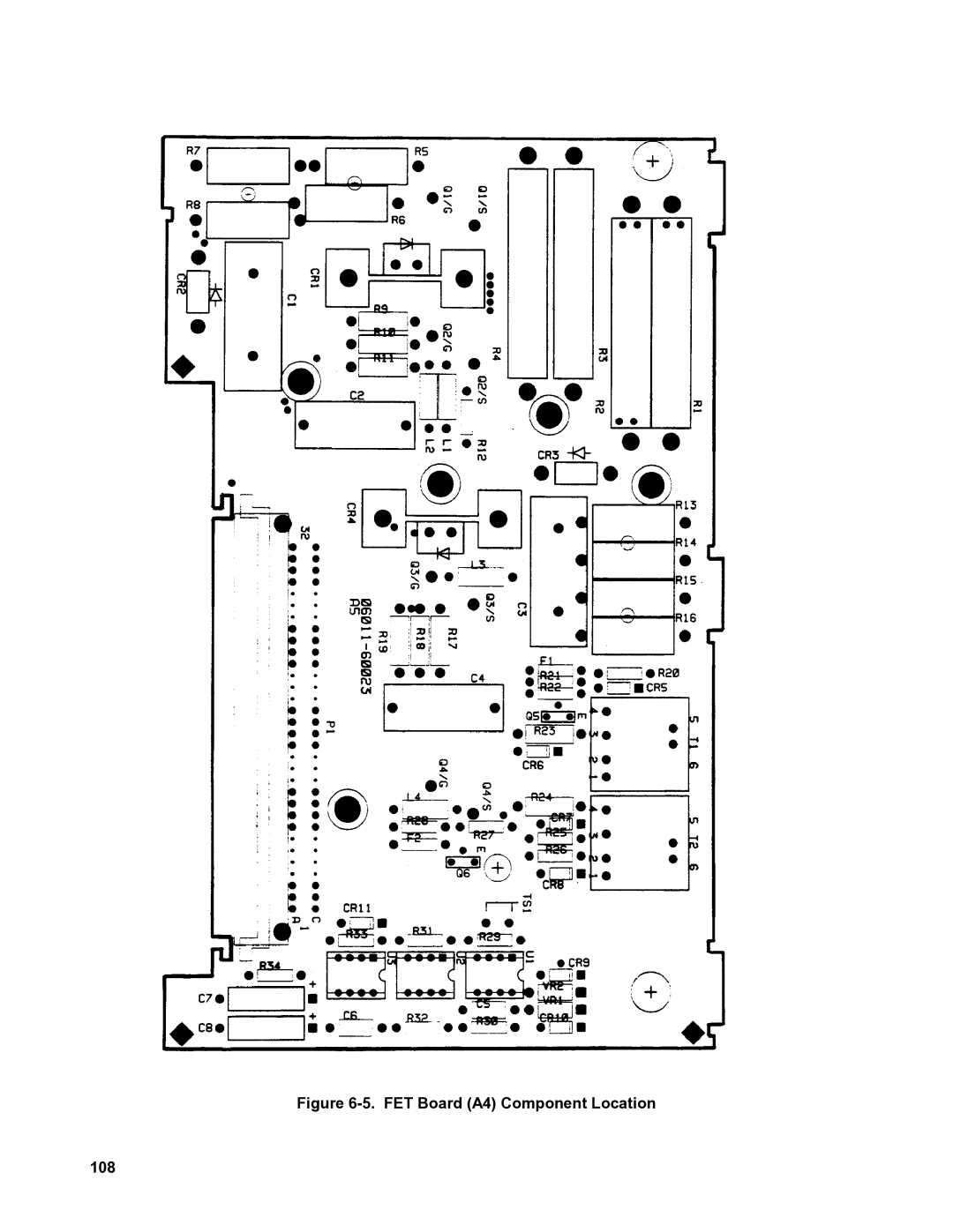 Agilent Technologies 6031A, 6035A, 6032A, 6030A service manual FET Board A4 Component Location 108 