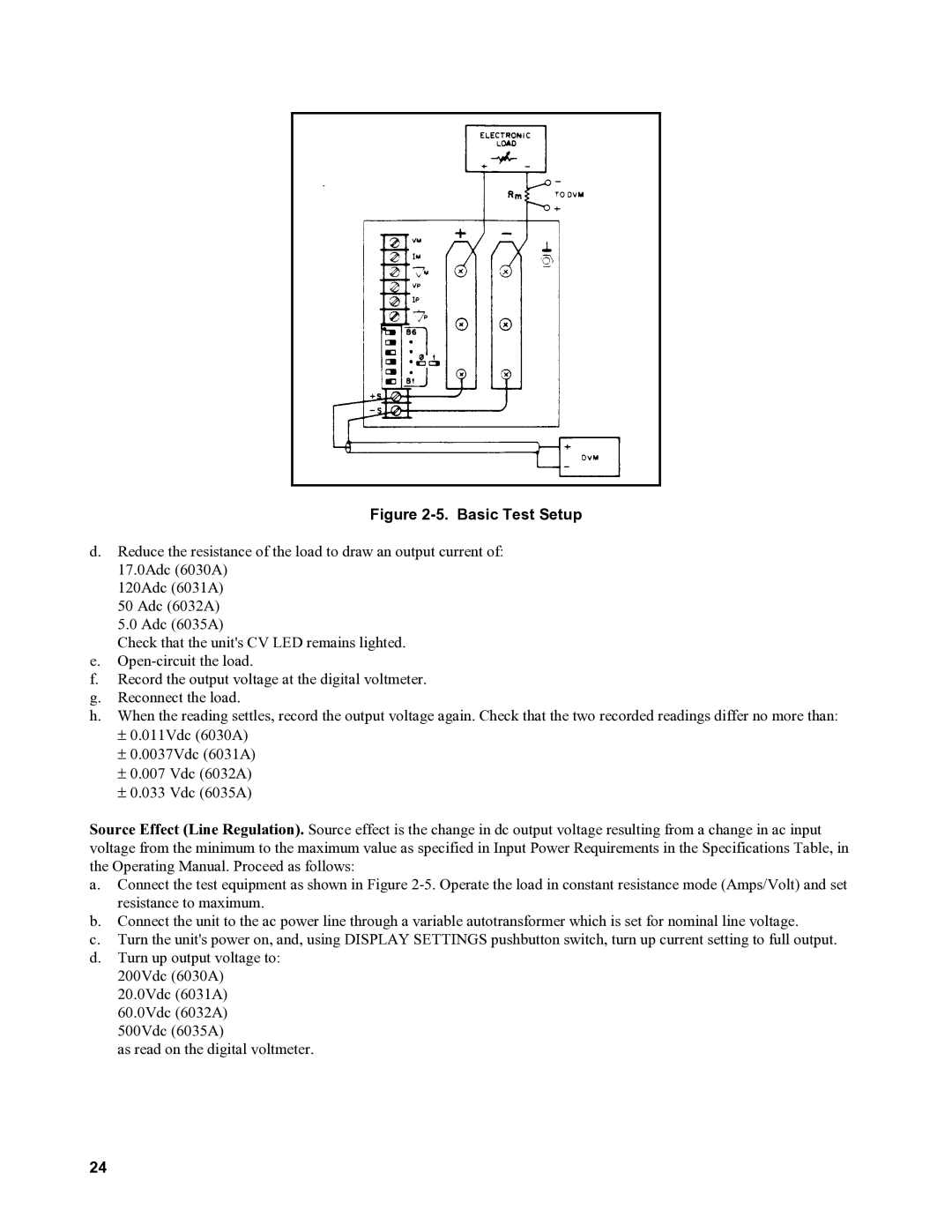 Agilent Technologies 6030A, 6035A, 6031A, 6032A service manual Basic Test Setup 